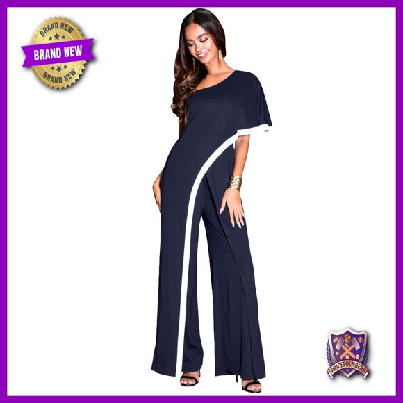 One Shoulder Asymmetric Long Jumpsuit Romper Plus Size Formal Casual Wear